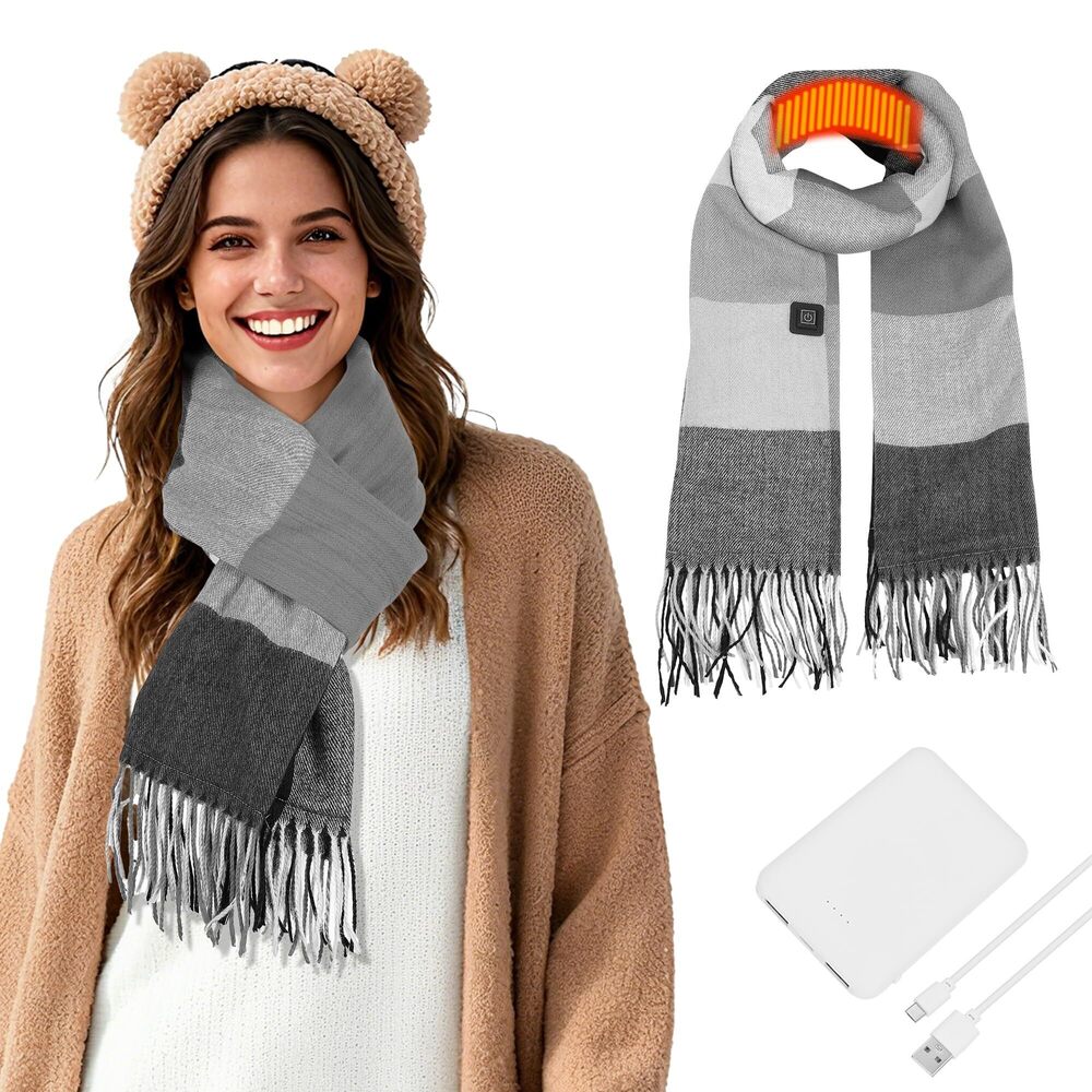 2921 Heated Scarf , Rechargeable 5000mAh Electric Neck Warmer, 3 Heat